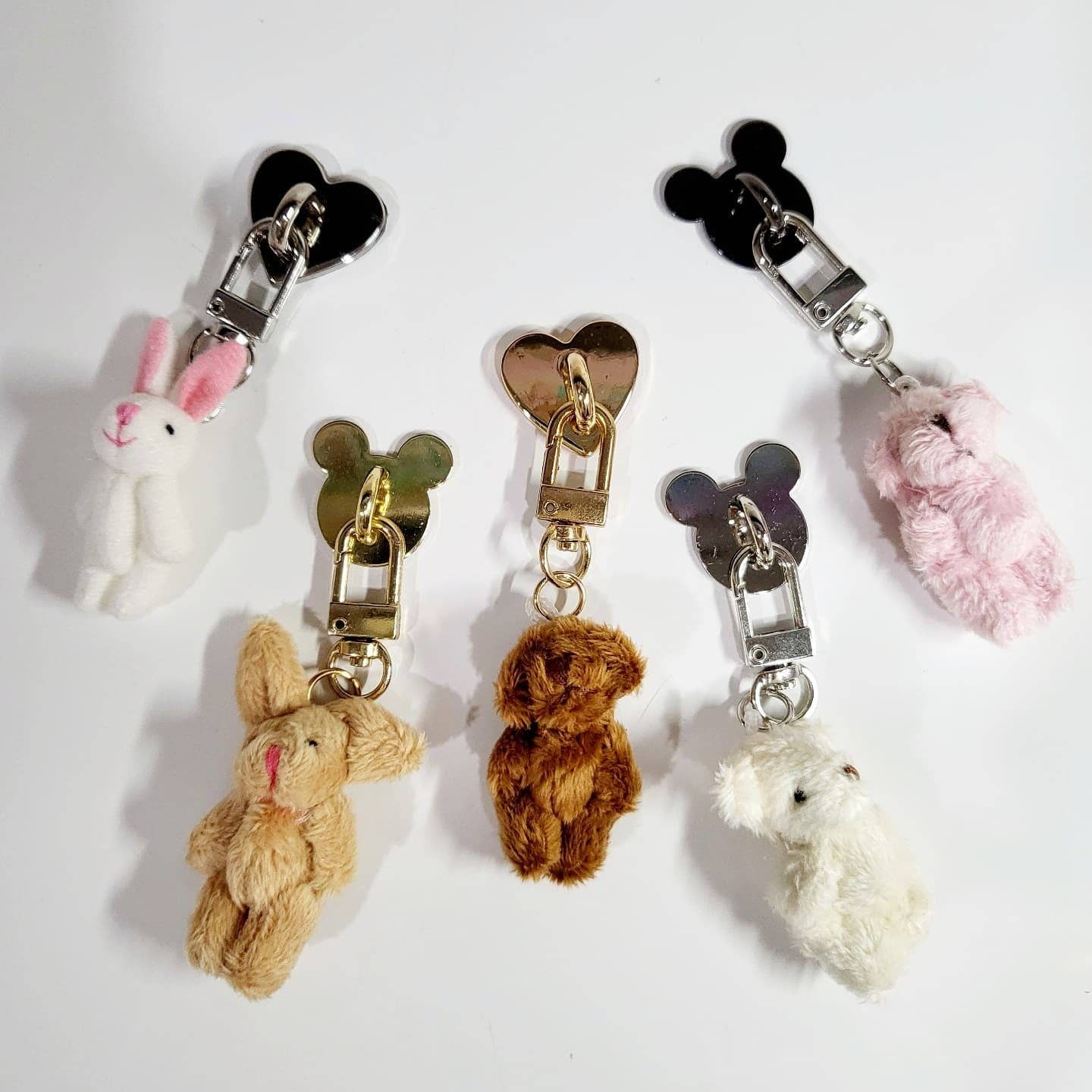 PC Bunny and Bear Plushie with Beads Strap Keychain with hook