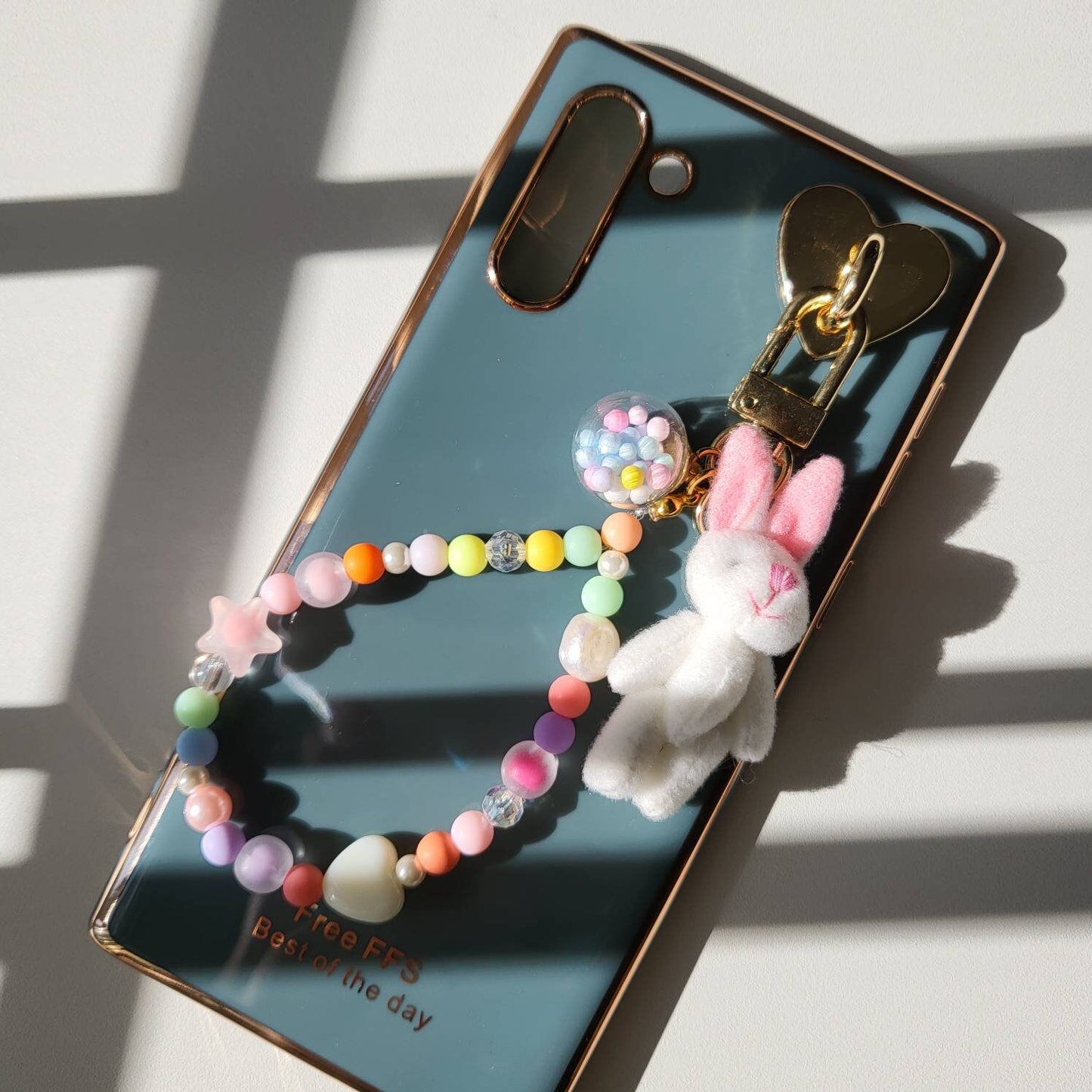 PC Bunny and Bear Plushie with Beads Strap Keychain with hook