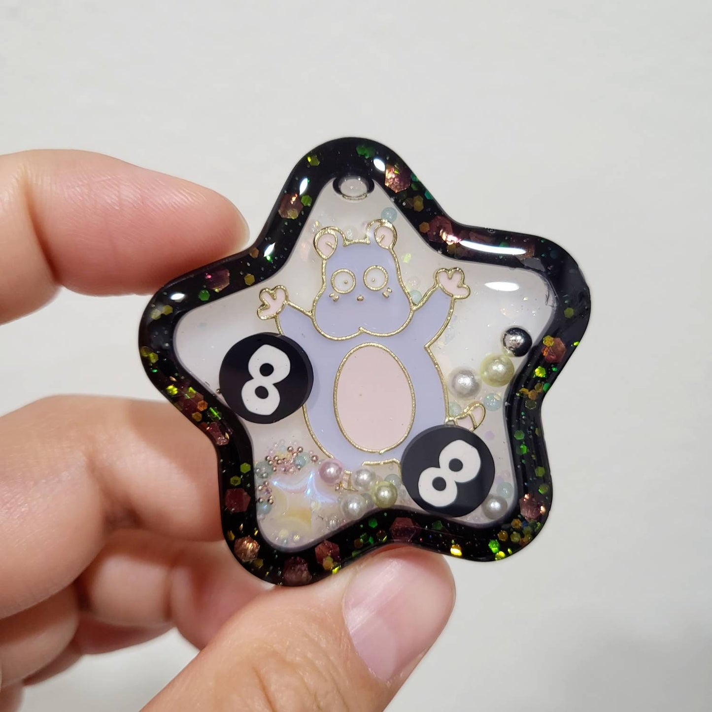 SG Kawaii Resin Shaker Charm Phone Grip Keychain Badge Reel