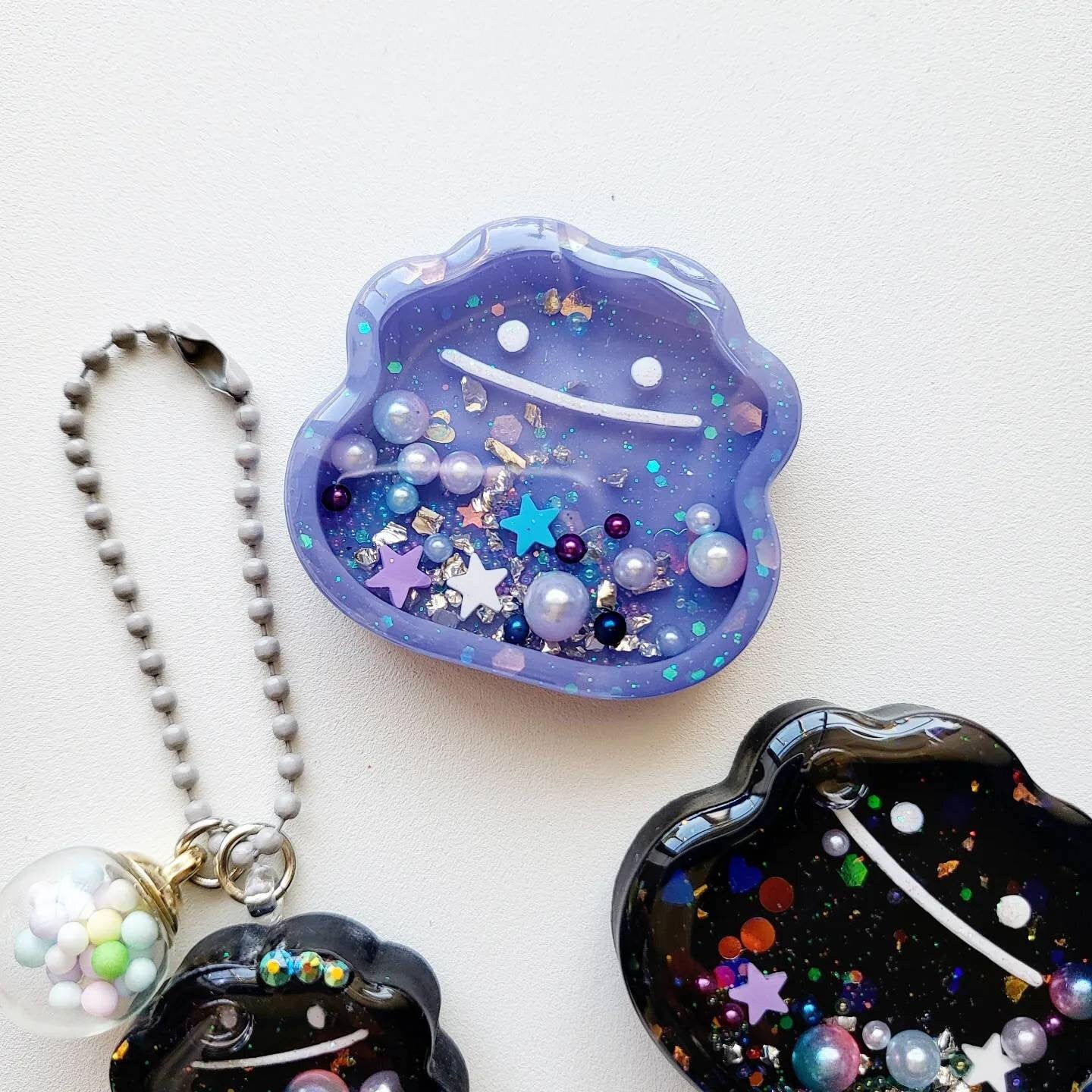 PM Handmade Resin Shaker Charm Slime Phone Grip Keychain Badge Reel