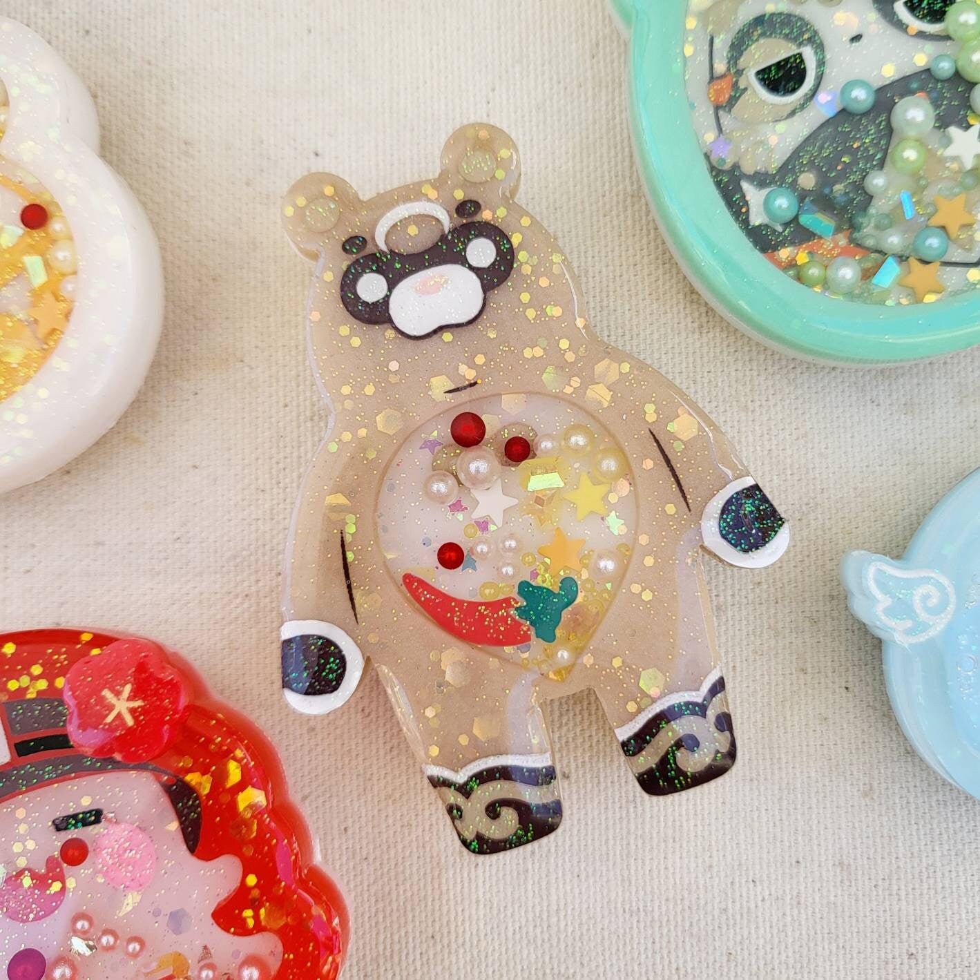 GC Kawaii Handmade GI Resin Shaker Keychain Charms Badge Reels